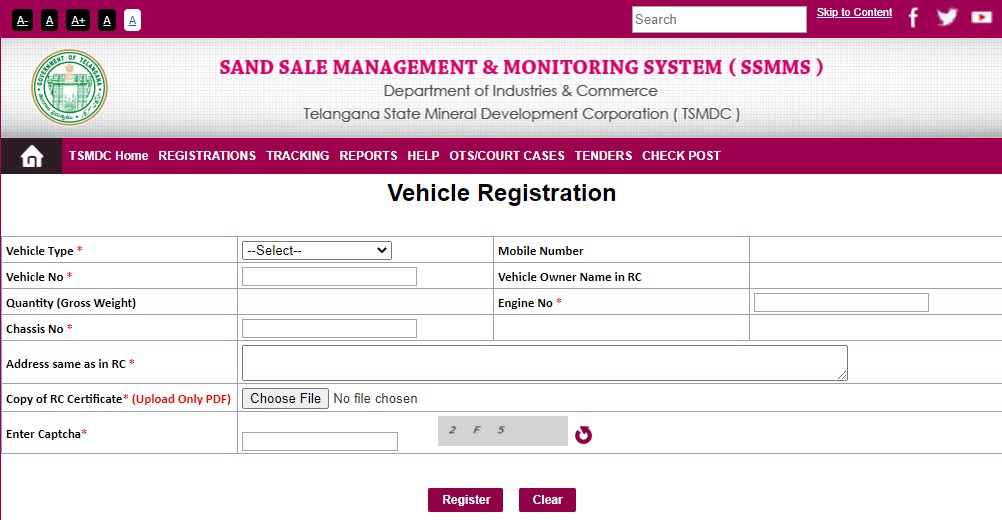 vehicle registration form